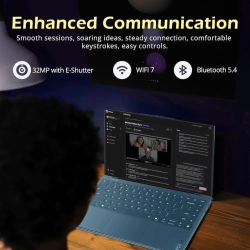 Image of Lenovo Yoga Slim 9i 14 inch 4K OLED Touch Copilot+ PC Laptop, Intel Ultra 7 258V, 32GB RAM, 2TB Storage(1TB SSD+1TB Docking Station), Intel Arc GPU, Backlit Keyboard, Fingerprint, Win 11 Home, Tidal Teal