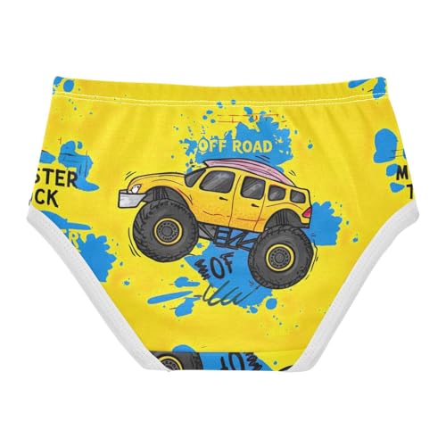 Fun Print Toddler Girls Underwear 2t Cotton Little Girl Panties Cool Yellow Monster Trucks Kids Undies Briefs2