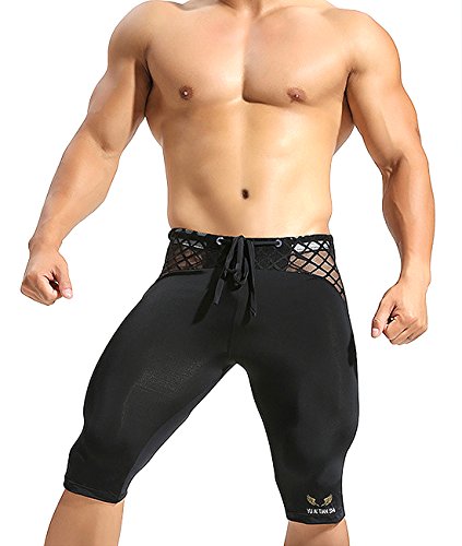 Mizok Men's Soft Mesh Cool Dry Compression Yoga Workout Tight Shorts Black, M #TOP1