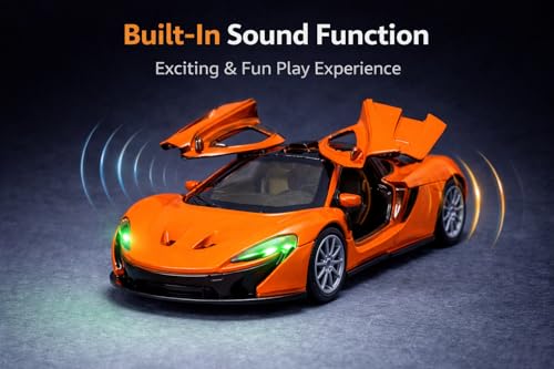 Image of Brand Conquer 1:36 Diecast Model Car with Openable Doors - Alloy Metal Toy Sports Car for Kids & Collectors, Highly Detailed Mini Vehicle for Play & Display (Mclaren 1:32 Orange)