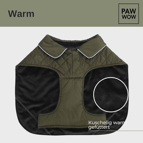 PAW WOW Fritz Hundemantel | Hundejacke mit Bauchschutz und Klettverschluss | Hundejacke Winter für kleine und mittelgroße Hunde (Olive, S)
