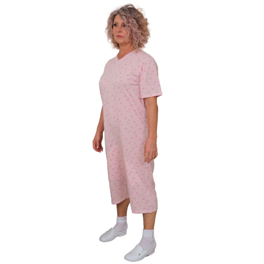 FERRUCCI - Pijama de tutón sanitario confort de manga corta, pantalón corto, 1 cremallera/cremallera detrás de la espalda de verano