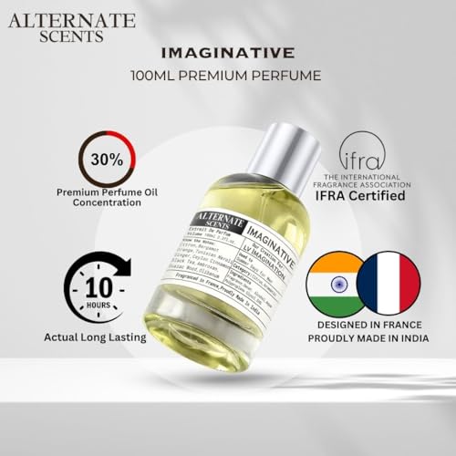 Image of Alternate Scents IMAGINATIVE 100ml Long Lasting Perfume For Men |Strong& long Lasting with 30% Oil Concentration|Fresh Citrus Tea-Based| Fragrance From France | Made In India|