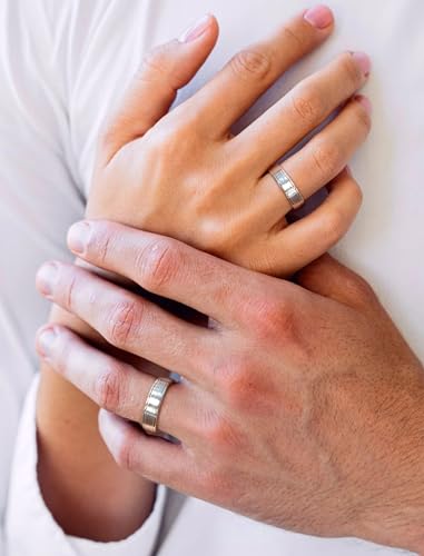 STARCHENIE 5mm Wedding Band Solid 925 Sterling Silver Ring for Men & Women Brushed Matte Finish Beveled Polished Edge Comfort Fit2