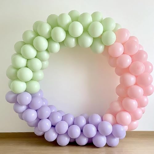 Image of Regular Balloon Combo For Decoration with Glue Dots & Balloon Arch Strip - Party Decor Set For Easy Party Setup (GREEN PINK PURPLE, 50)