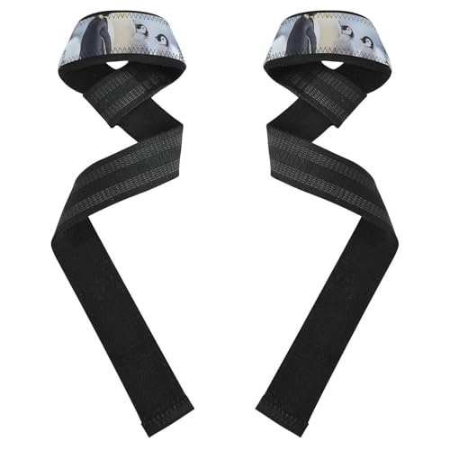 Nander Cute Penguin Family Wrist Straps for Weightlifting,Lifting Straps with Neoprene Cushioned Wrist Padded and Anti-Skid Silicone for Strength Training,Bodybuilding,Deadlifting