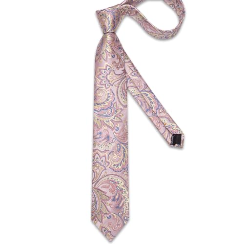 Image of DiBanGu Silk Floral Ties for Men Woven Paisley Necktie