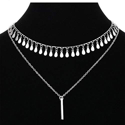 Preisvergleich Produktbild Jovono boho mehrschichtige bar anhänger halsketten mode wassertropfen choker halskette kette schmuck für frauen und mädchen (silber)