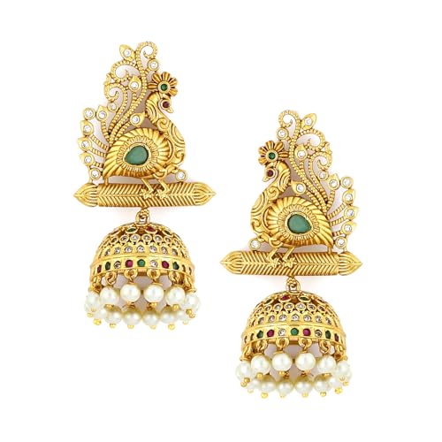 Image of Rubans Jhumka Earrings Gold Plated Stylish Traditional Trendy Jewellery Gift for Women & Girls