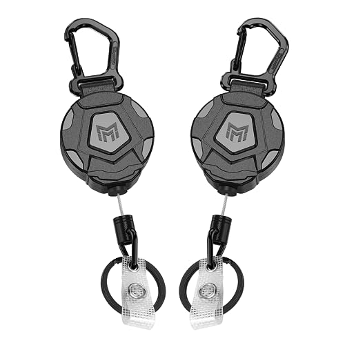 MNGARISTA 2-Pack Retractable Keychain, Heavy Duty Carabiner Badge Holder, Tactical ID Badge Reel Key Chain with 31.5” Steel Retractable Cord, 8.0 oz