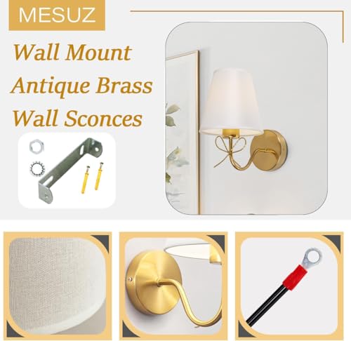Image of Antique Brass Bow Wall Sconces, Gold Wall Light Set of 2 with Plug-in Cord or Hardwired 110V, Remote Control Dimmable LED Bulbs for Bedroom Living Room Home Mulit Color Temperature