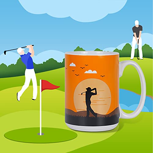 Ceramic Golf Mug Best Funny Golf Coffee Mug For Office And Home Large Novelty Tea Cup Gift For Men Women 15 Oz Orange #TOP2