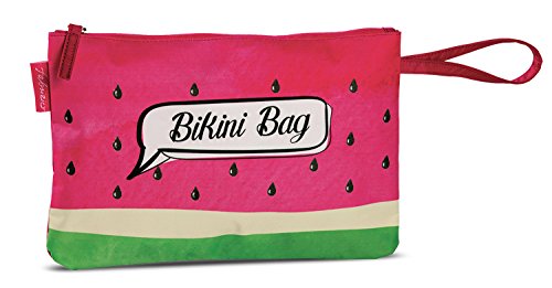 Bikini Bag Tasche Beutel für nasse Badesachen Wasserabweisende Badetasche im Trend-Design Melone pink
