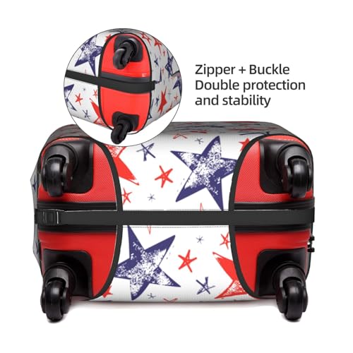 Red And Blue Hand Drawn Stars Travel Luggage Cover Elastic Suitcase Protector Washable Baggage Covers For Trunk Case Fits 29-32 Inch Luggage3