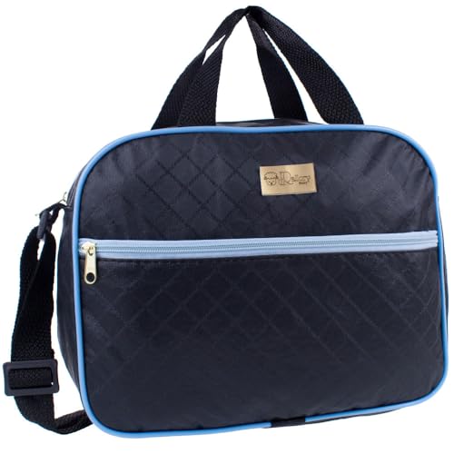 Bolsa Maternidade Bebê Pequena Para Passeio Luxo (Preto com Azul)