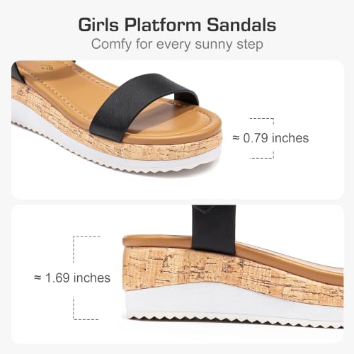 Image of Motasha Girls Wedge Sandals Platform Heel Lightweight Dress Shoes | Open Toe Girls Dressy Shoes, Comfortable Ankle Strap, Kids High Heels for Casual Wear Formal Events, Little Big Kid Tween
