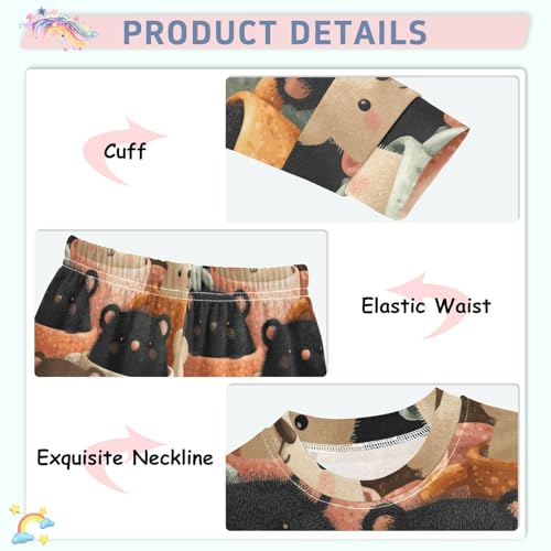 Pajama Sets Long Sleeve Cute Bears in Cups Soft Comfy Sleepwear 2 Piece PJS 3-8T4