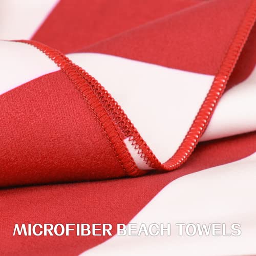 Your Choice Microfiber Beach Towels, Beach Towels For Adults, Sand Free Beach Towel Quick Dry Travel Towel Camping Towel - Red And White Stripe, Extra Large Beach Towel 67X35 Inch #TOP7