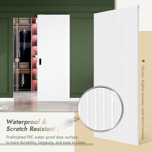 Image of Fredbeck White Concealed Barn Door 32x86 Fit Opening Width 24 inch~28 inch Hidden