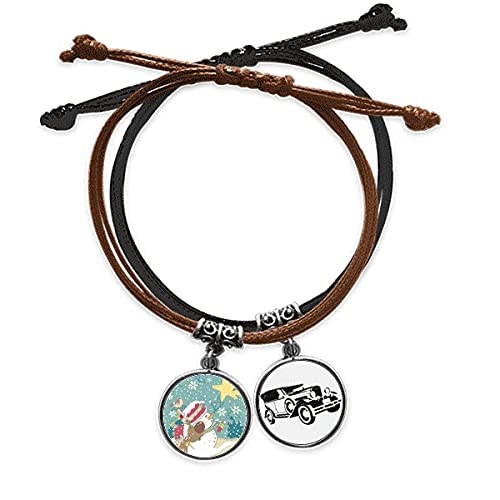 Bracelet corde et cuir bonhomme de neige festival pour amoureuses des chiens