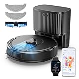 Vexilar W11 Robot Aspirador y Fregasuelos con Potente Succión 6000Pa, Robot Aspirador con Sistema de Navegación Láser Inteligente, Mapeo Inteligente, Base Autovaciado, Negro