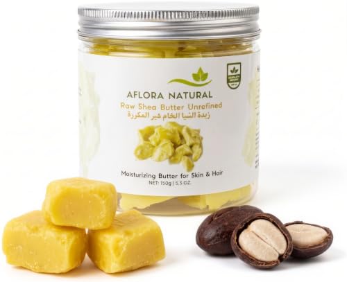Shea de Afrique 100% Pure African Shea Butter Raw & Unrefined Natural Moisturiser for Skin Hair & Body Deep Hydration & Nourishment Soft Creamy Texture From Ghana-150g