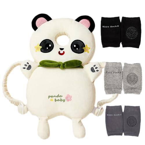 Image of Feidoog Baby Head Protector Cushion Backpack with 3 Knee Pads for Walking & Crawling,Z-Panda