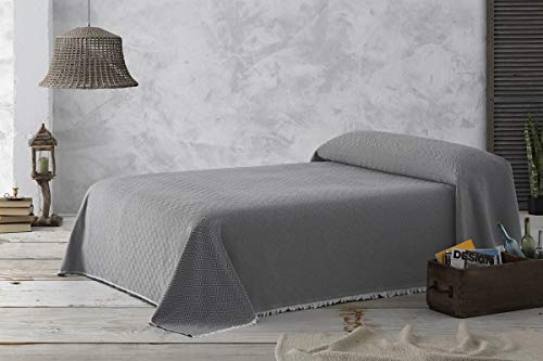 Textil-home Bettüberwurf, Mehrzweck/Plaid 130 x 180cm Dante - Eignet Sich als Sofaüberwurf und auch als Tagesdecke. Farbe Grau
