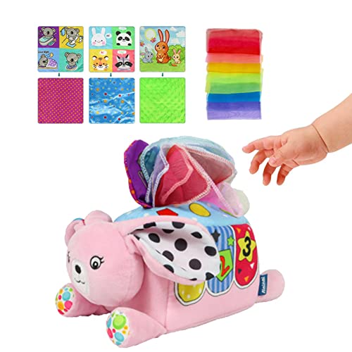 Caixa de lenços de criança | Brinquedos de tecido sensorial durável da criança com papel de pano,Bri