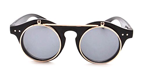Classic Small Retro Steampunk Circle Flip Up Sunglasses Cool Retro2