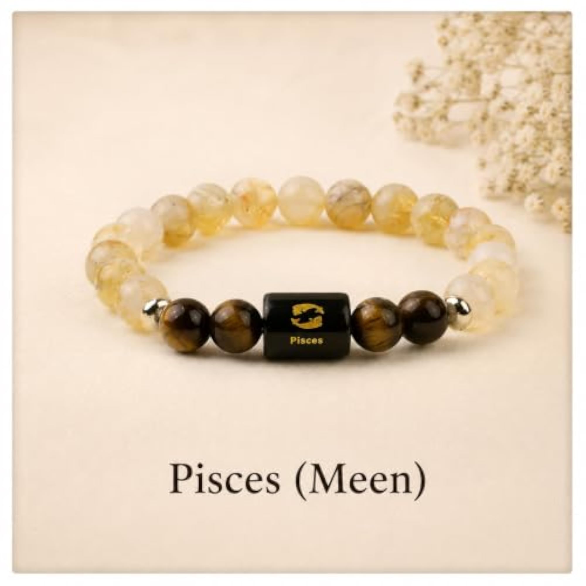 Pisces Zodiac Bracelet for Men & Women, Natural Healing Stone