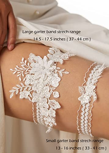 2 Pieces Wedding Garter Set for Bride with Stretchy Soft Lace Band PGT4003