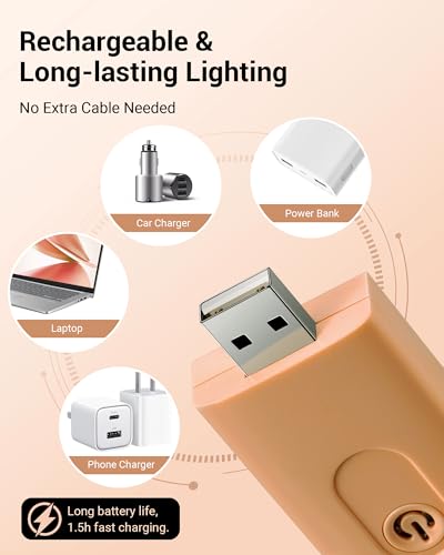 Image of DEWENWILS USB Rechargeable Book Light for Reading in Bed, Clip-on LED Reading Lamps Portable Bookmark Lights for Kids, Book Lovers, Warm White, Brightness Adjustable for Eye Protection (Mocha)