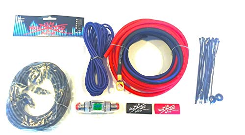 Sky High Car Audio 8 Ga CCA Amp Kit - 2 Ch Twisted RCA Red Black Complete - Surface Mount