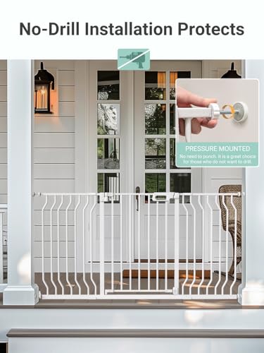 Image of Mom's Choice GROWNSY Baby Gate, 53 inch-57 inch Auto-Close Dog Gate for Stairs & Doorways, Pressure-Mounted Easy Install - No Drill, Walk Through, Safe & Durable
