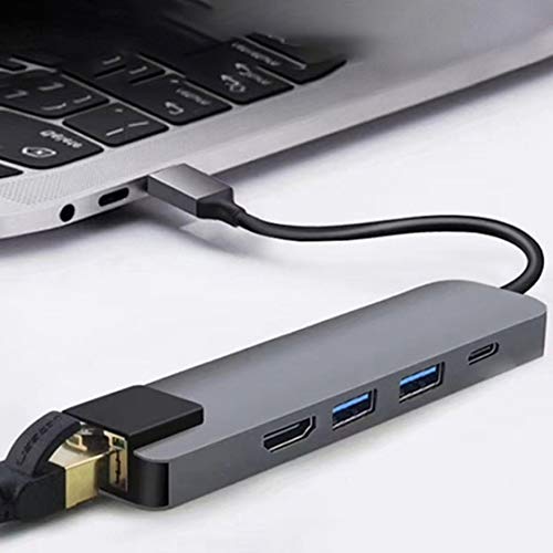 itchoate 5 em 1 USB multifuncional tipo C Hub Hdmi 4K USB C Hub para Gigabit Ethernet Rj45 adaptador