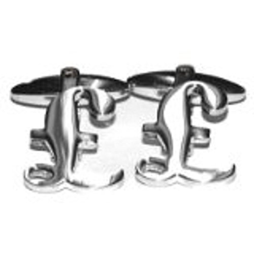 Mancuernillas para hombre chapadas en plata símbolo £ miniatura 1