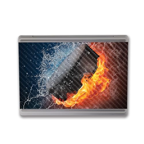Image of MightySkins Carbon Fiber Skin Compatible with Microsoft Surface Laptop Go 3 (2023) Full Wrap Kit - Hockey Fire | Protective, Durable Textured Carbon Fiber Finish | Made in The USA