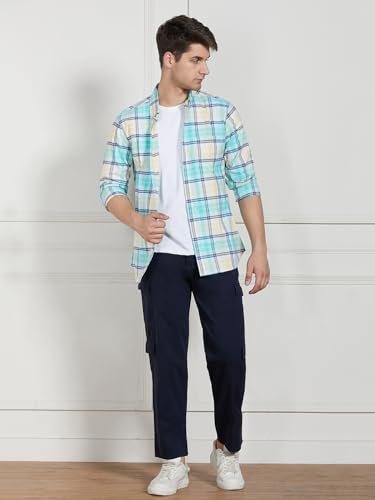 Image of Dennis Lingo Men Cotton Lycra Solid Stretchable Cargo Trousers