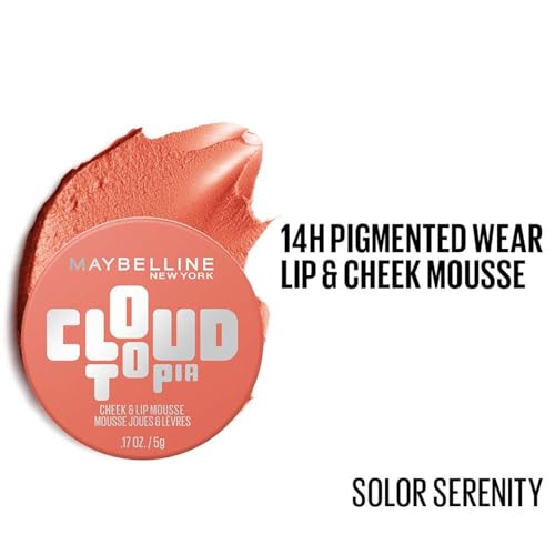 Image of Maybelline Cloudtopia Cheek & Lip Mousse Blush | Lightweight, Pigmented Mousse in Solor Serenity, 5g