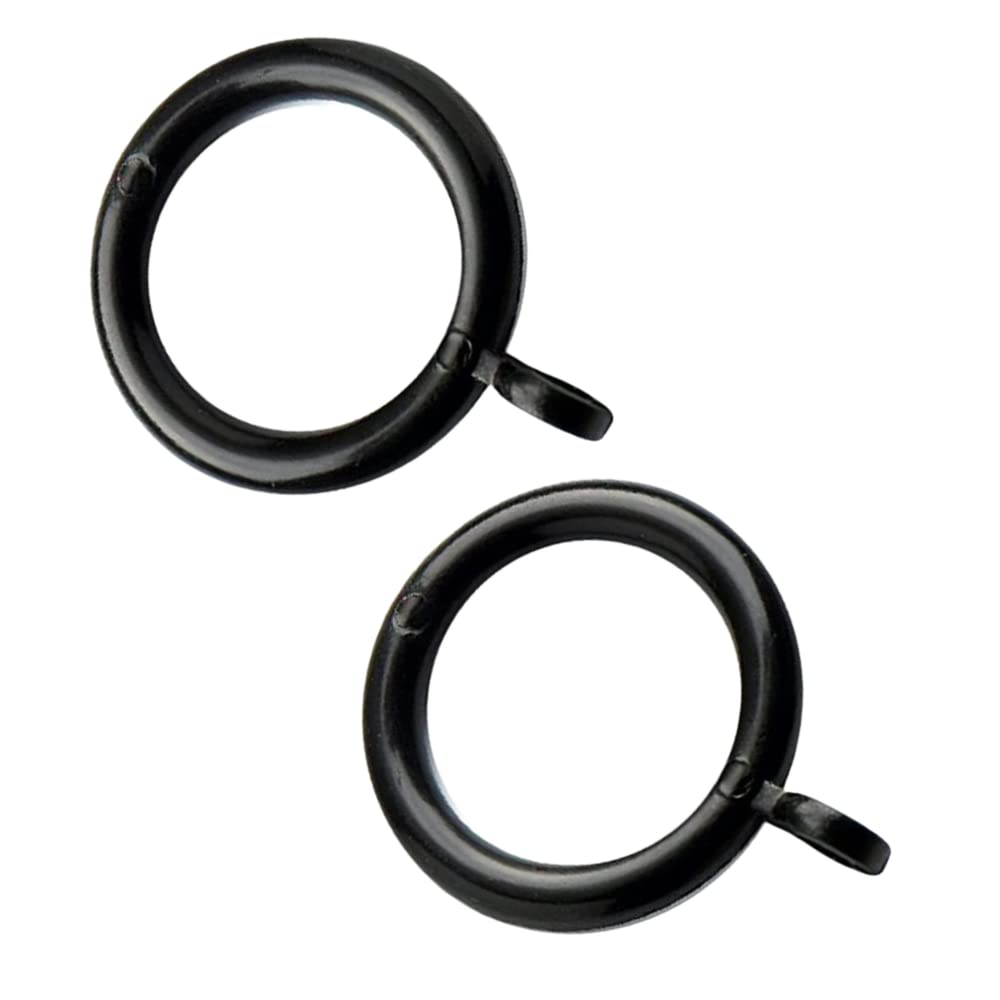 Black Curtain Rings Plastic Curtain Drapery Pole Rod Rings with Fixed Eye Black Hanging Hooks for Curtain Rods Poles Window or Door Curtain Poles 37mm- Pack of 10.