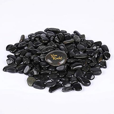 ROCKIMPACT 5.5 lbs. Landscaping Rocks, Highly Polished Garden Decorative Stones, Succulent Rocks, Pebbles for Bonsai Plant Pot, Lucky Bamboo, Kids Crafts, Aquarium, Terrarium Rocks (Jet Black, 3/4") Cover