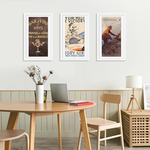 Picrit 14x24 Picture Frame 3 Pack, White Poster Frame, Display Poster 11 x 22 with Mat or 14 x 24 without Mat for Horizontal or Vertical Wall Mounting