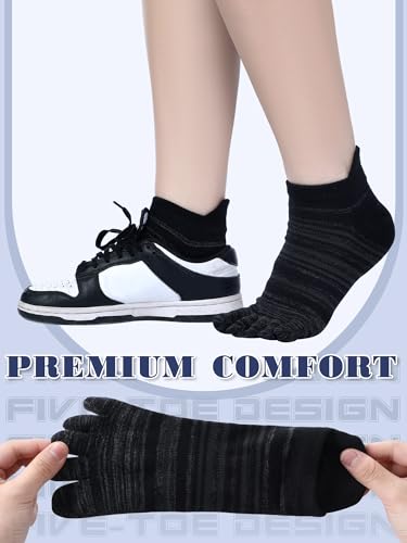 Image of Fourluoo 3 /6 Pairs Women Toe Socks Cotton Breathable Ankle Five Toe Socks for Men Women Athletic Running