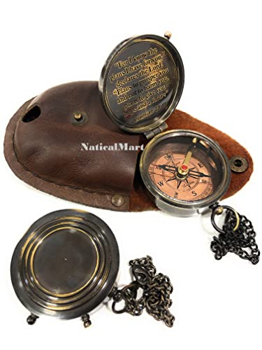 Brújula grabada de latón NauticalMart, 2.5 x 2 pulgadas, portátil, regalo para bautizo y otras ocasiones miniatura 4