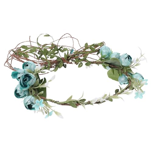 Bandeau serrage tête fleurs bleu pour photos artistiques et mariages champêtres