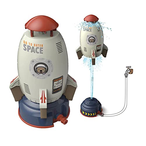Goolsky Outdoor Water Sprinkler for Kids, Rocket Design Water Powered Liftoff & Spin, Outdoor Water...