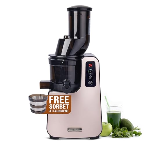 Image of Hamilton Beach Professional Cold Press Slow Juicer with FREE Sorbet Attachment, Smart PurePress Technology, Slow Juicer for Fruits & Vegetables
