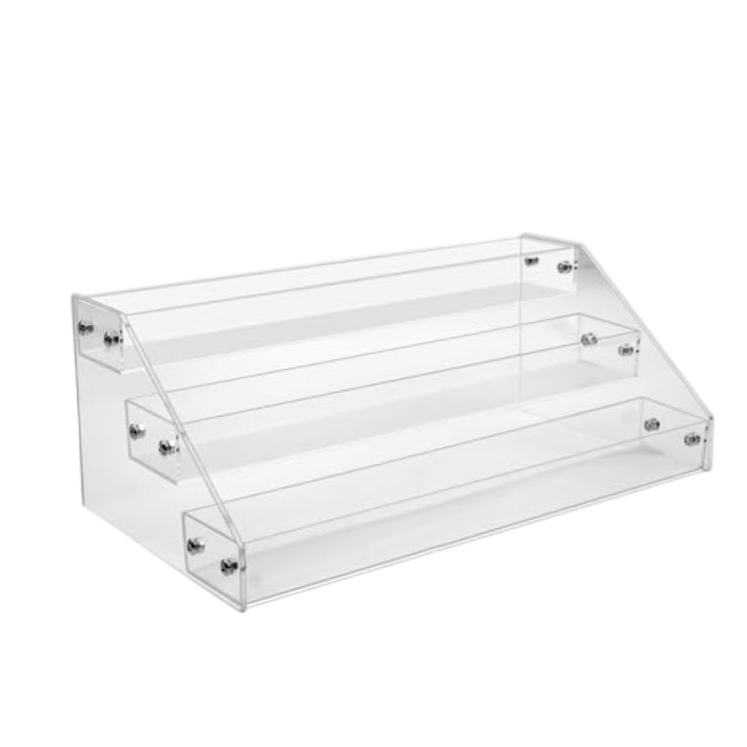 Uanqfegy CD Holder - Clear Acrylic 3 Tier Cascading CD Storage Rack, Modern Desktop Organizer for Organized Display Easy Assembly