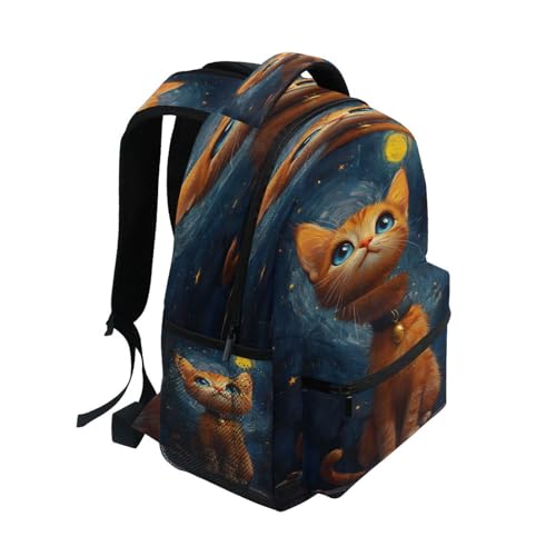 Cat Moon Kitten Galaxy Backpack for School Boys Girls Adults Kids Bookbag Laptop Bag 15L2